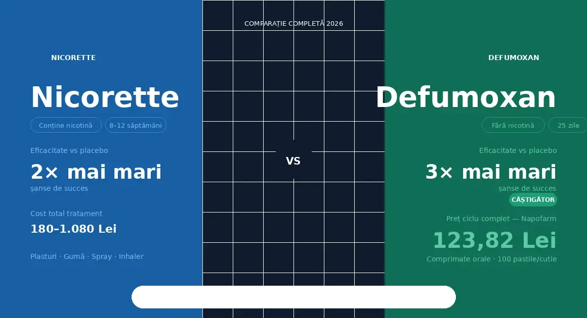 Nicorette sau Defumoxan — Care e Mai Bun? (Comparație 2026)